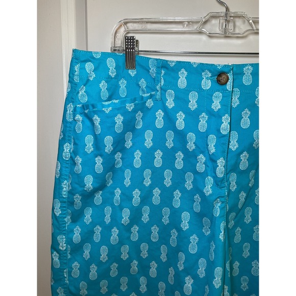 Kim Rogers 18 Golf Shorts Pineapple Print Casual Turquoise Blue Shorts - Picture 3 of 8